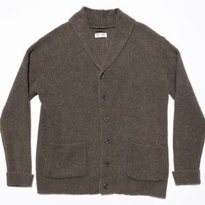 Line of Trade Cardigan Sweater Men's XL Shetland Wool Green/Brown Knit